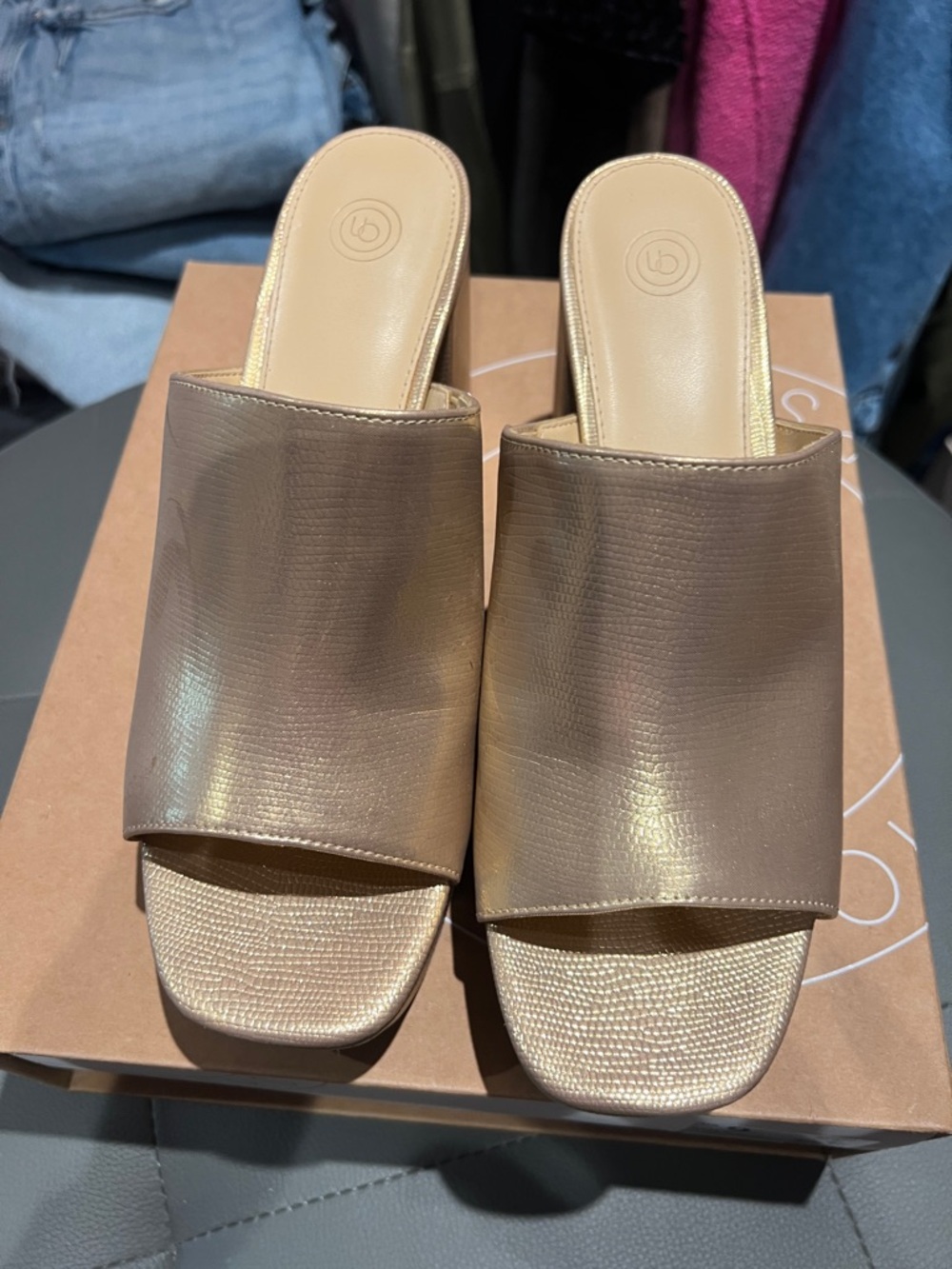 Urban Outfitters Metallic Gold Slide Mules